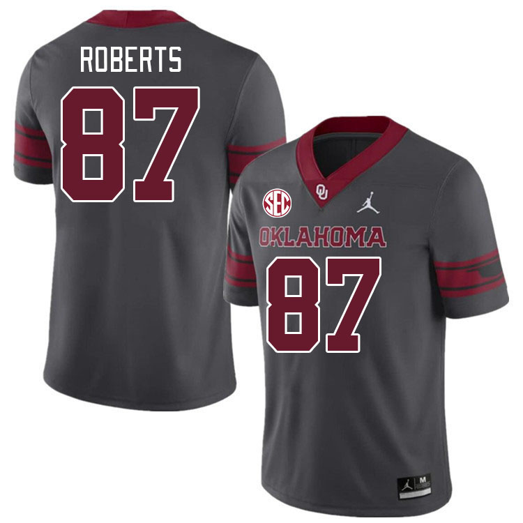 #87 Jake Roberts Oklahoma Sooners 2024 SEC Conference College Football Jerseys-Charcoal